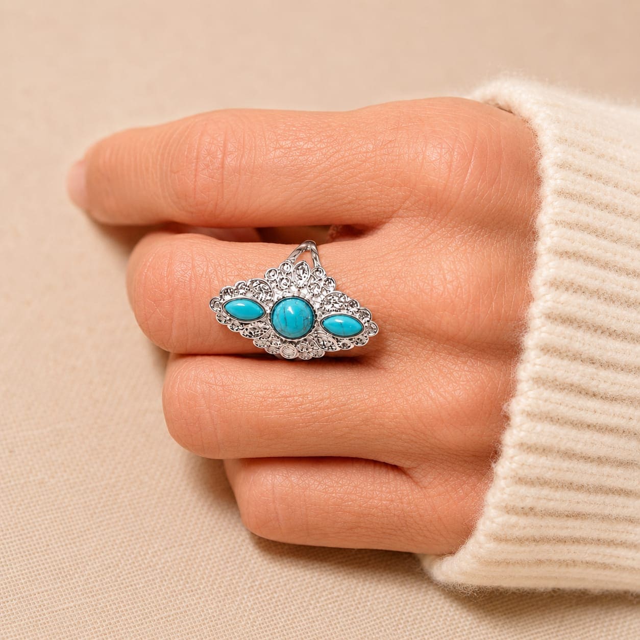 BAGUE NYLA TURQUOISE SILVER