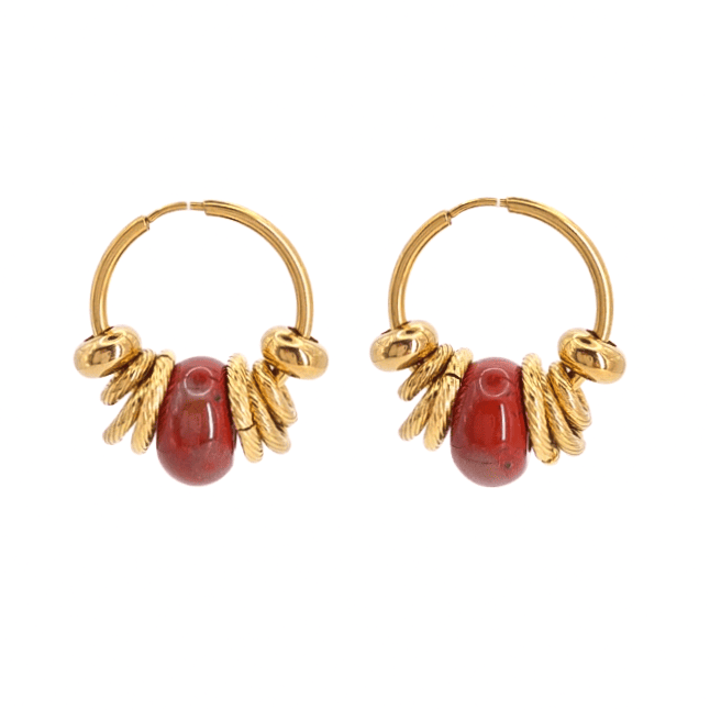 BOUCLE VICTORIA JASPE ROUGE GOLD