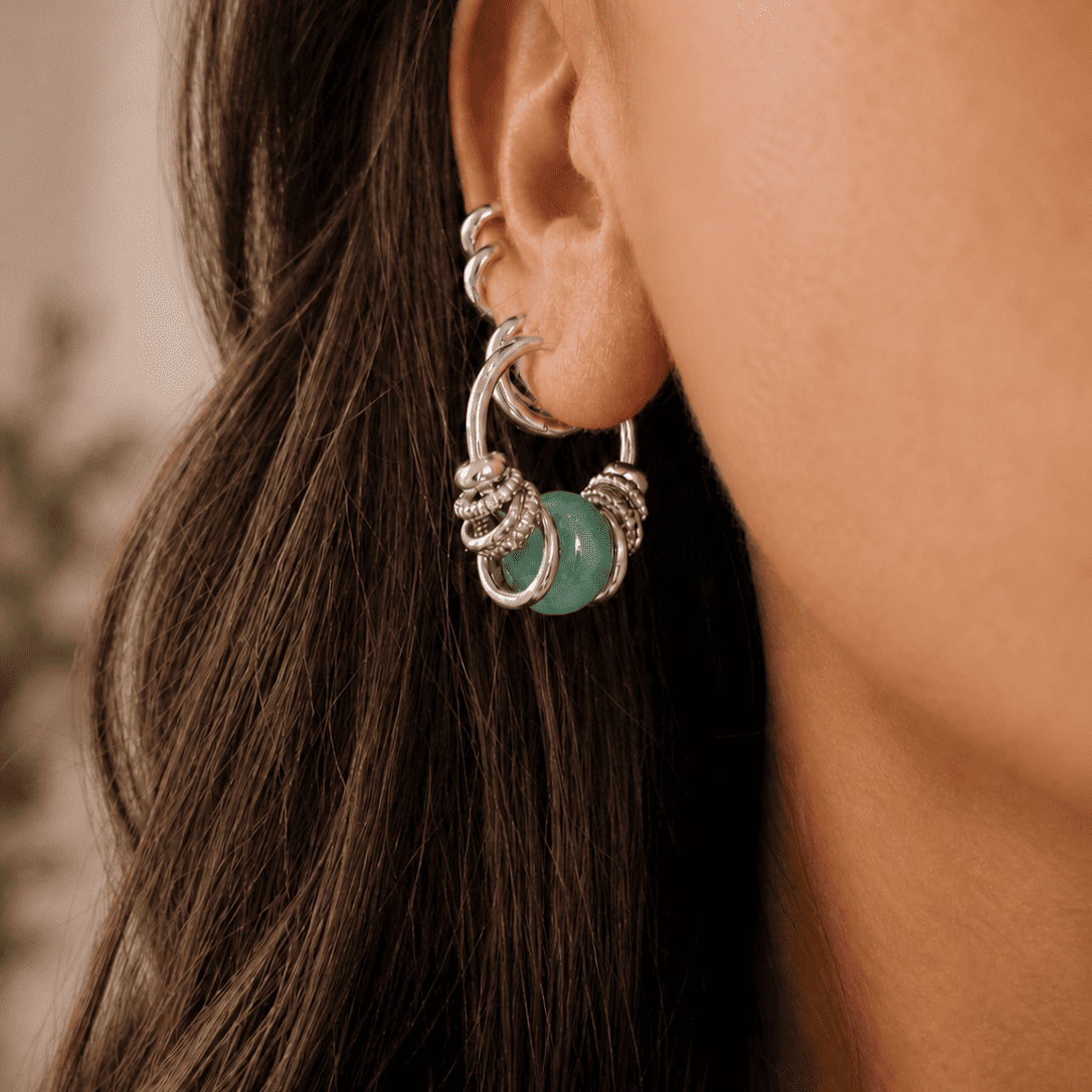 BOUCLE VICTORIA AVENTURINE SILVER