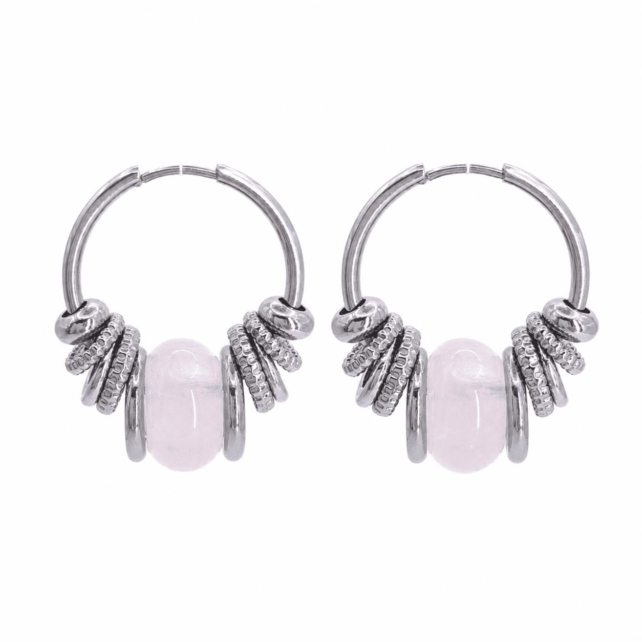 BOUCLE VICTORIA QUARTZ ROSE SILVER