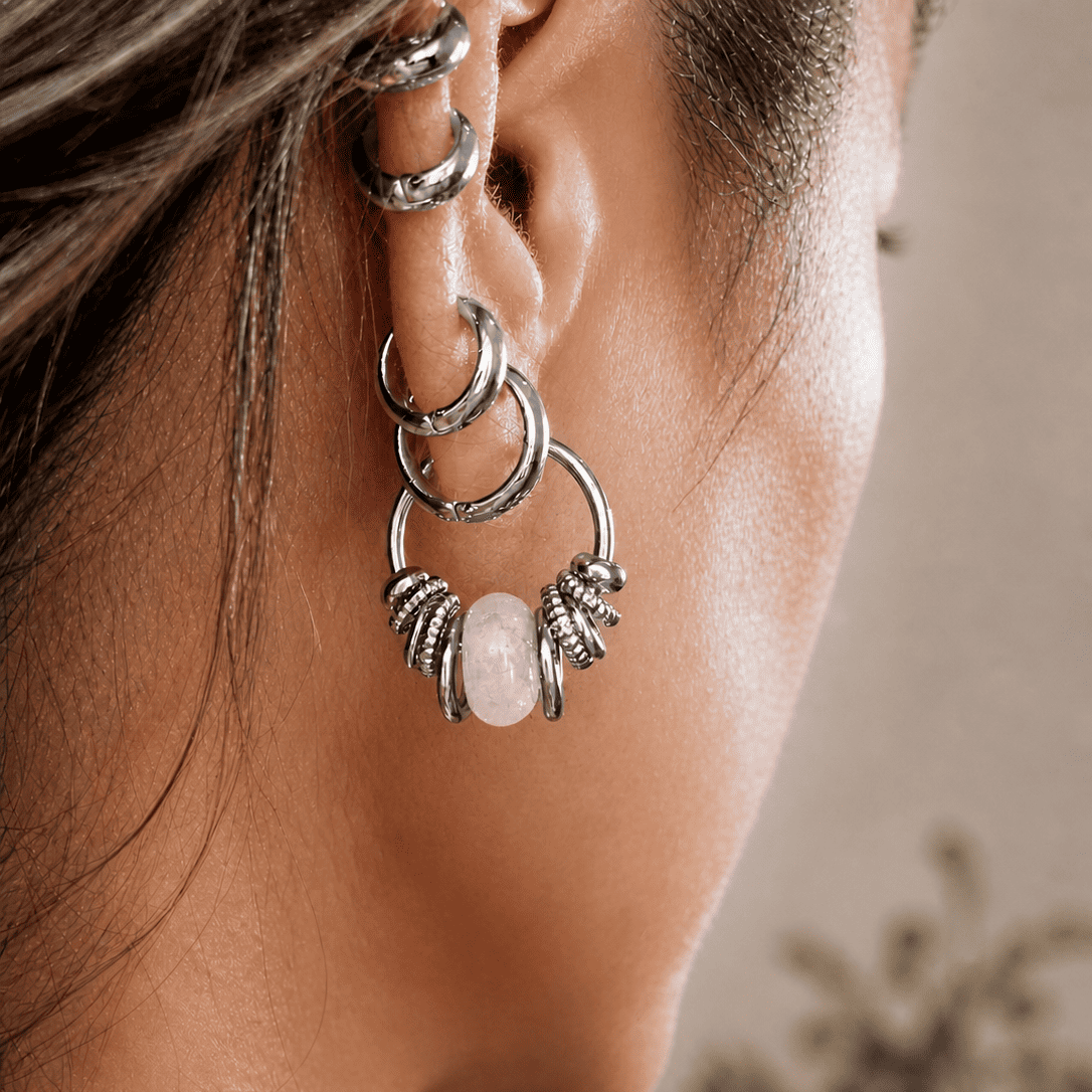 BOUCLE VICTORIA QUARTZ ROSE SILVER