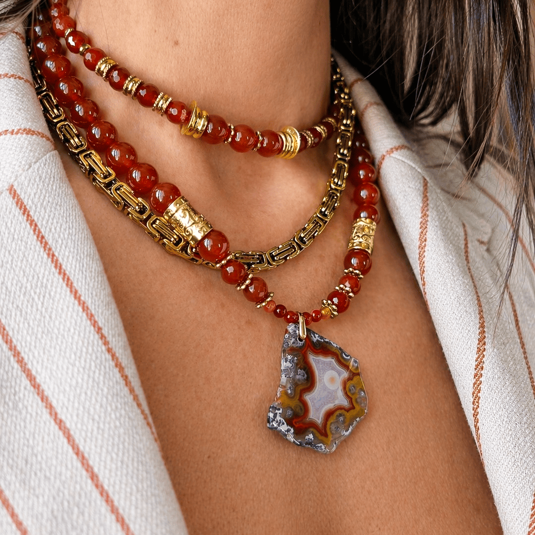 COLLIER AGATE CORNALINE