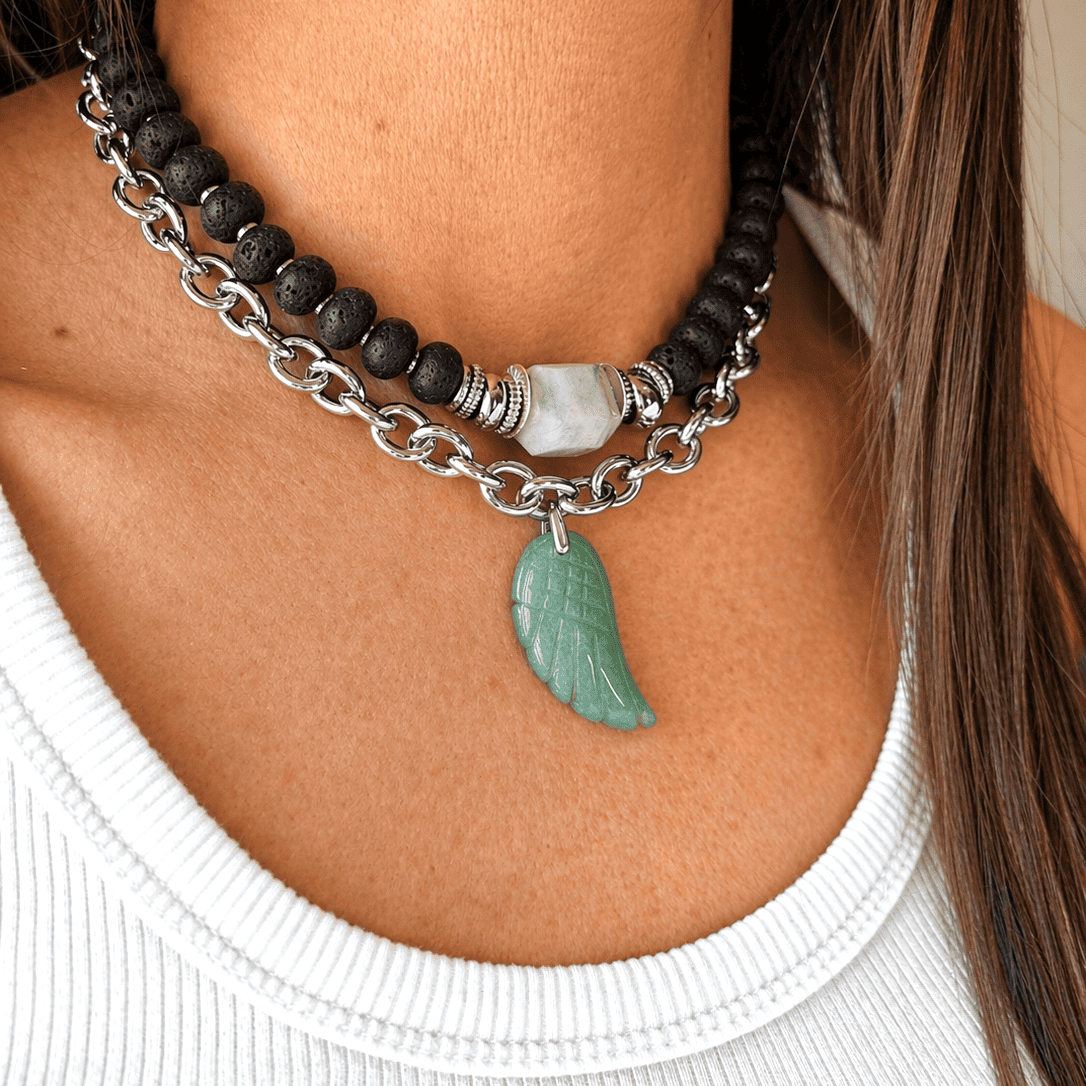 COLLIER NERIA AVENTURINE SILVER