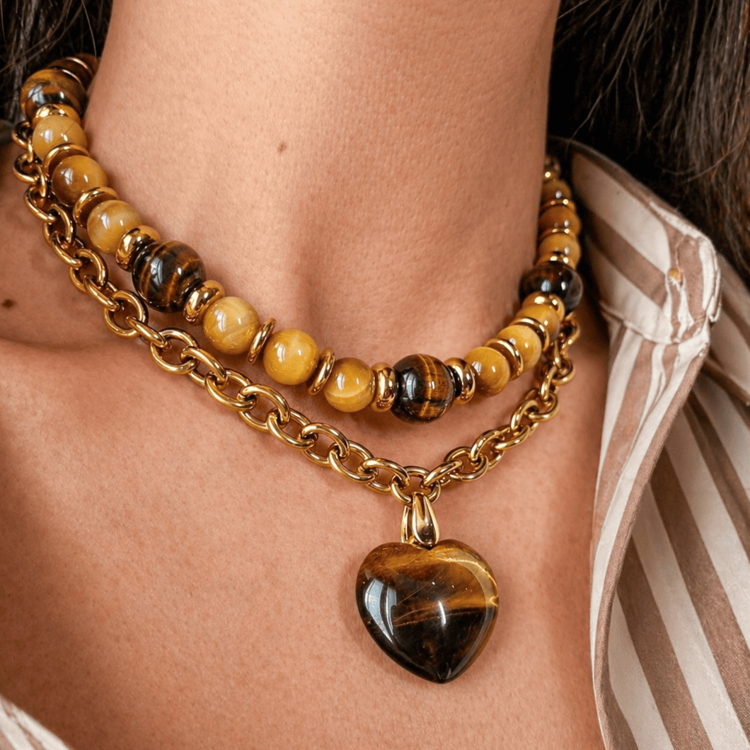 COLLIER PASSION OEIL DE TIGRE GOLD