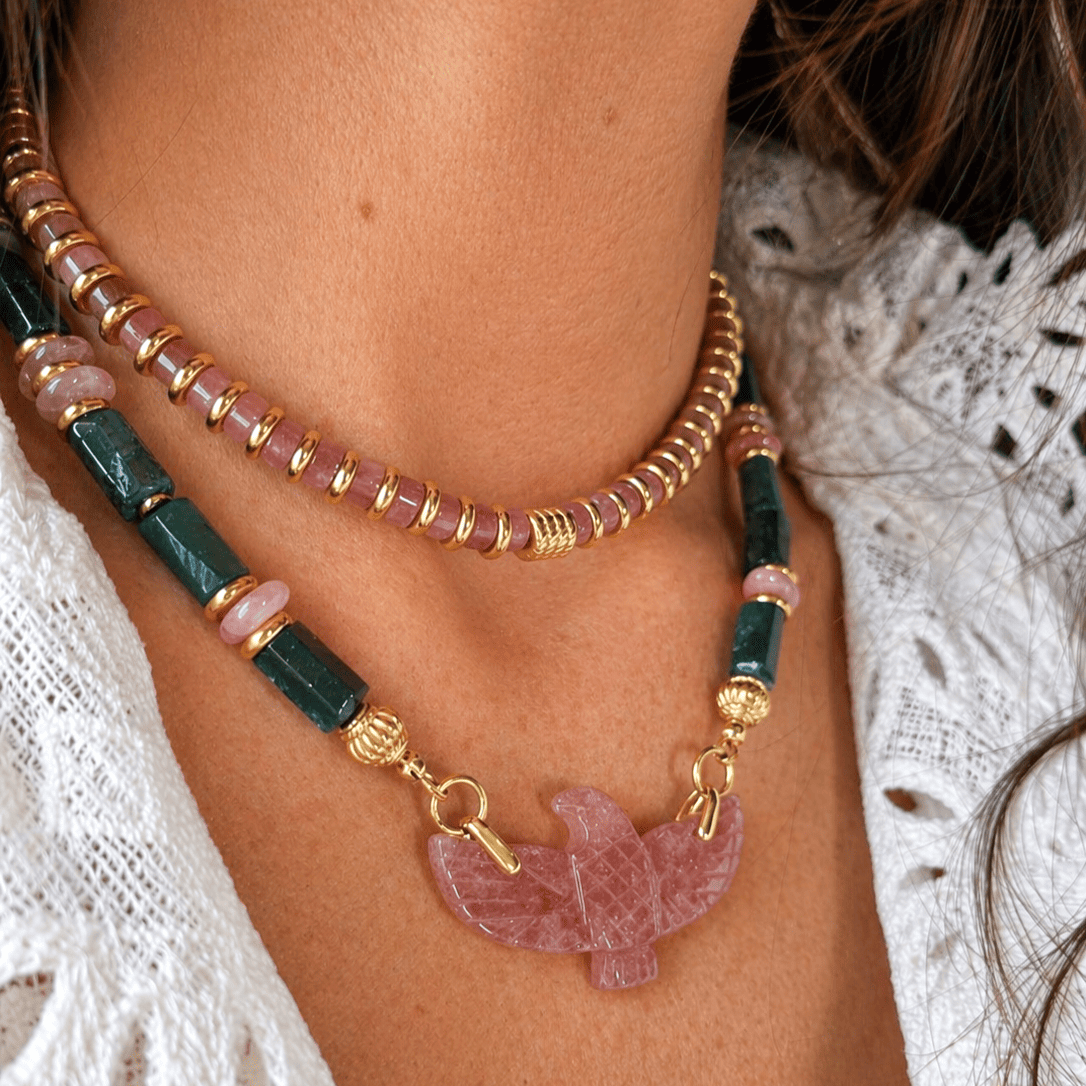 COLLIER ZOE QUARTZ FRAISE