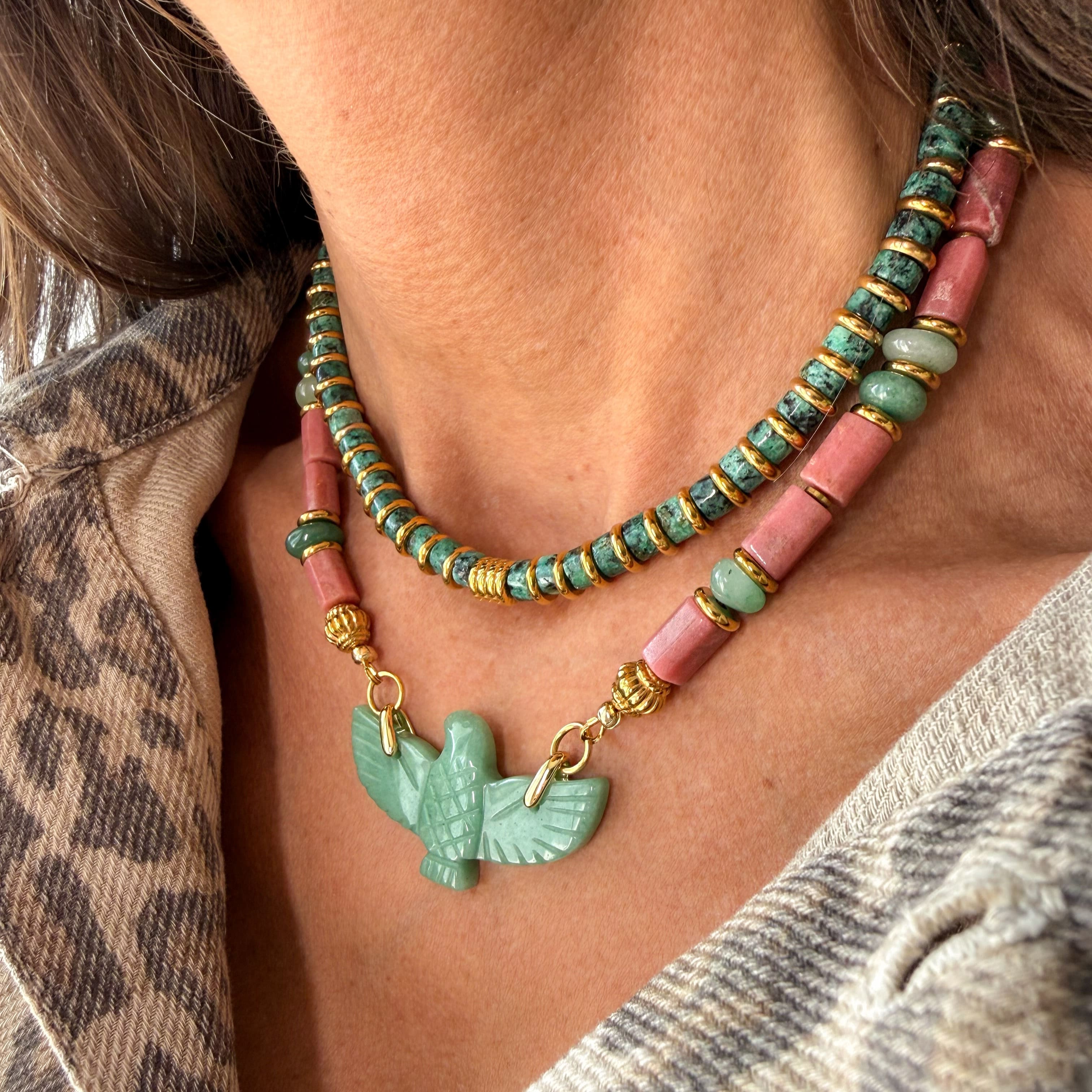 COLLIER LIA RHODONITE